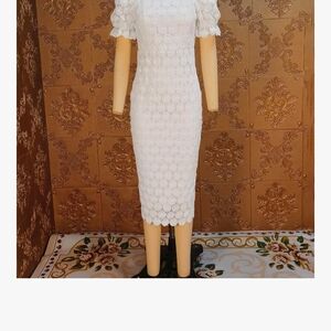 Elegant White Lace Midi Dress